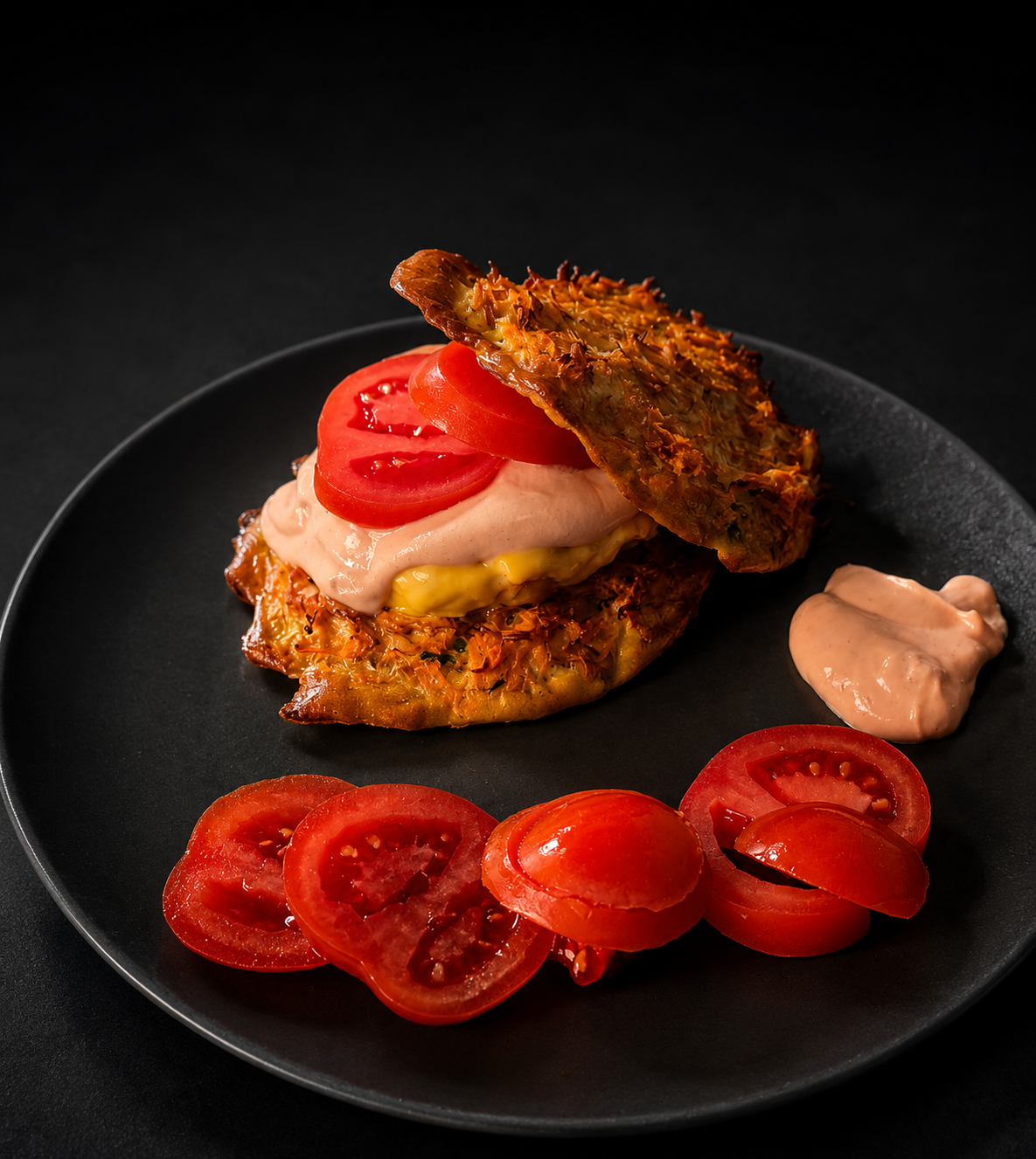 Hamburger avec bun à la carotte